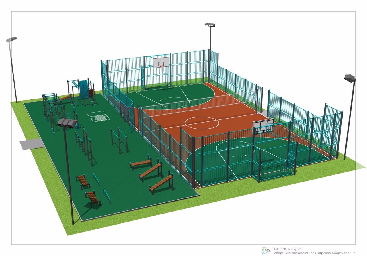 Спортивный игровой комплекс для благоустройства дворовых территорий с ворк-аут зоной